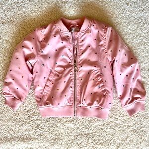 H&M Heart Pink Bomber Jacket Sz 3-4y